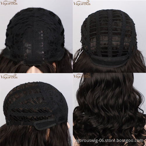 Vigorous Long Black Wavy Wig Synthetic Wave Wigs for Black Women Natural Middle Part Wigs Heat Resistant Hair Wholesale